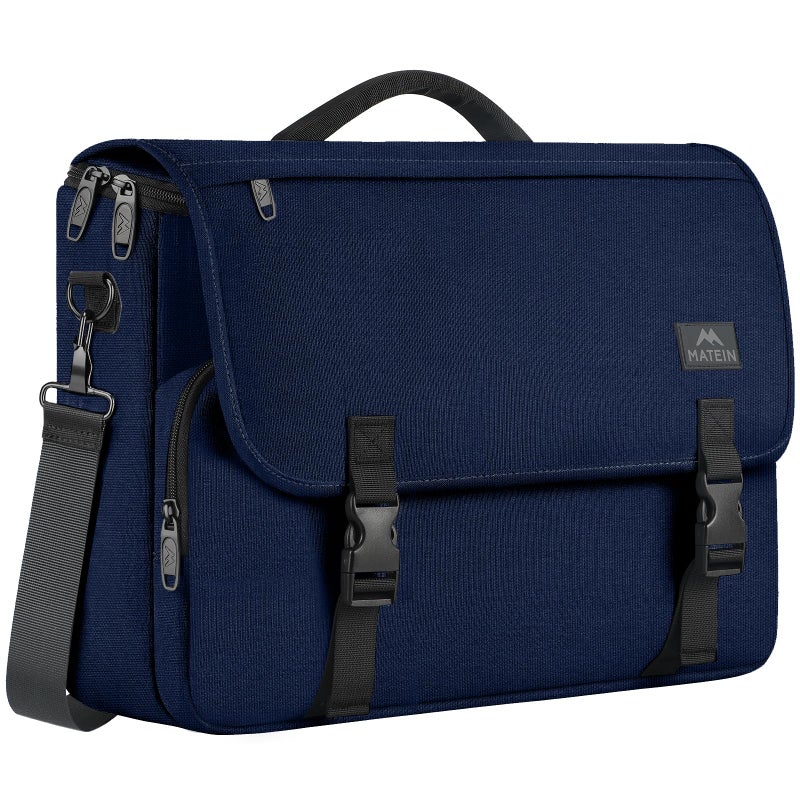 MATEIN Messenger Bag for Men, Briefcases Lightweight Men's Laptop Bag 17.3 inch Water Resistant Crossbody Satchel Computer Work Office Case with Shoulder Strap, Blue - Image 1