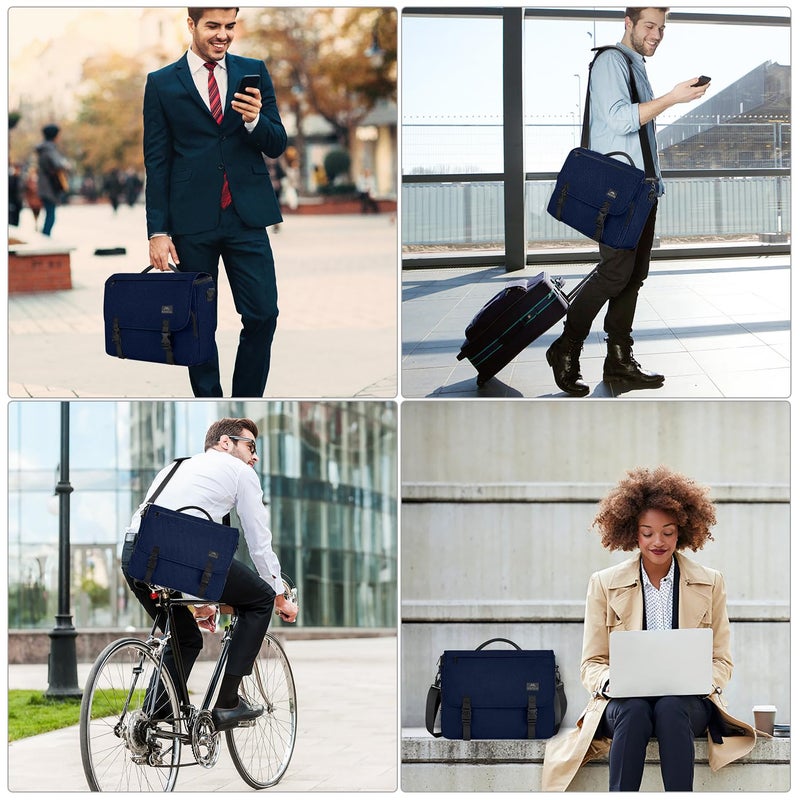 MATEIN Messenger Bag for Men, Briefcases Lightweight Men's Laptop Bag 17.3 inch Water Resistant Crossbody Satchel Computer Work Office Case with Shoulder Strap, Blue - Image 2