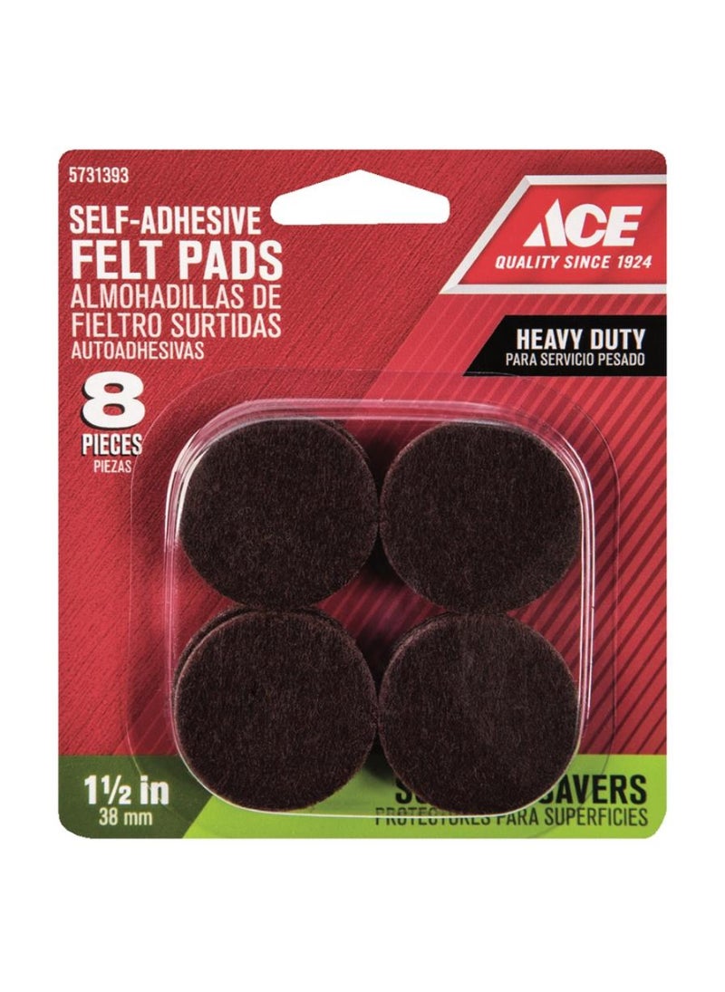 ACE Ace Heavy Duty Self Adhesive Felt Pads Pack 3.8cm 8 Pieces