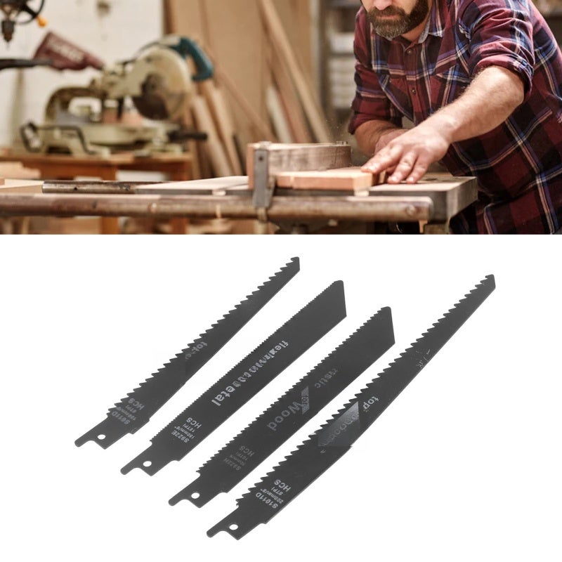 Reciprocating Saw Blade 4pcs High Carbon Steel Smart Cutting Jigsaw Cutter - Broad Utility Sabre Saw Blade for Outdoor Trimming, Wood Plastic Metal Cutting - Image 1