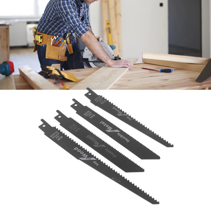 Reciprocating Saw Blade 4pcs High Carbon Steel Smart Cutting Jigsaw Cutter - Broad Utility Sabre Saw Blade for Outdoor Trimming, Wood Plastic Metal Cutting - Image 3