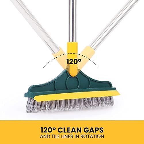 ASHGUJ 2-in-1 Bathroom Cleaning Brush with Long Handle, 120° Rotating Head, Tile Floor Scrubber  - Image 5