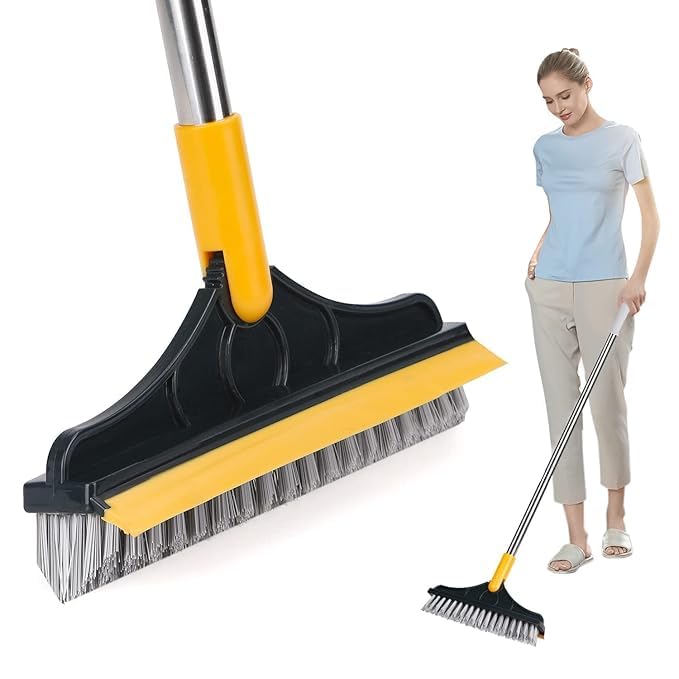 ASHGUJ 2-in-1 Bathroom Cleaning Brush with Long Handle, 120° Rotating Head, Tile Floor Scrubber  - Image 1