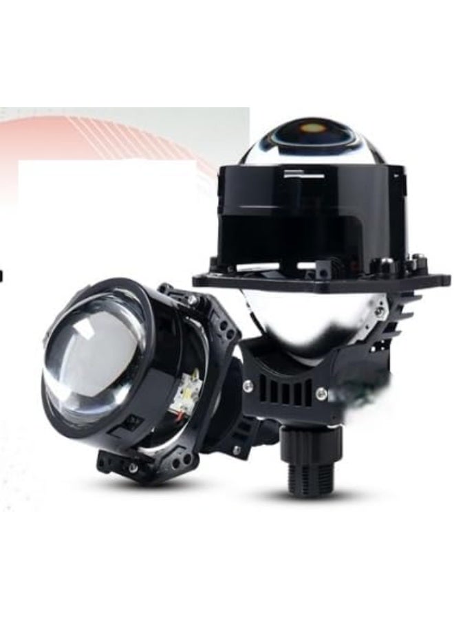 LED Headlight Lens, 3.0 inch, 6000K High/Low Beam, Universal Automotive Projector Lens, Black Housing, A9 Model - Image 1