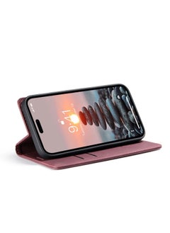 CaseMe iPhone 15 Pro Max/iPhone 15 Ultra Leather Case Wallet Flip Cover Card Slots Magnetic Closure Stand Phone Holder Function Fold Shockproof Protective Full Protection Anti-drop Anti-scratch Accessory  - Image 3
