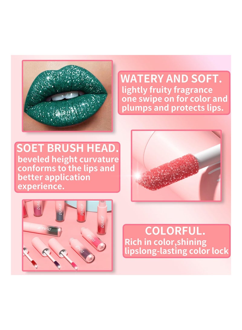 سيوسي 12 لون ماتي إلى بريق أحمر الشفاه السائل مجموعة الماس سباركلي ملمع الشفاه لامع 24 ساعة طويلة الأمد تجميل ضد الماء هدية عدة - Image 4