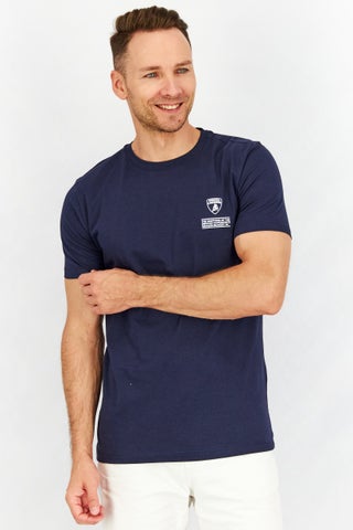 Men Crew Neck Short Sleeves Brand Logo T-Shirt, Navy Blue - pzsku/Z8ED7C97B0CAF283E163CZ/45/1746216990/2dff70e0-e2bd-4fe5-b225-32ce75df215b