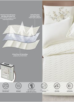 Donetella Quilt Set 3-Pcs Single Size Bed Fits(120 X 200 Cm) Soft Luxurious Digital Printed Compressed Comforter With Fitted Sheet Pillow Sham And Pillowcases,Ivory  - Image 5