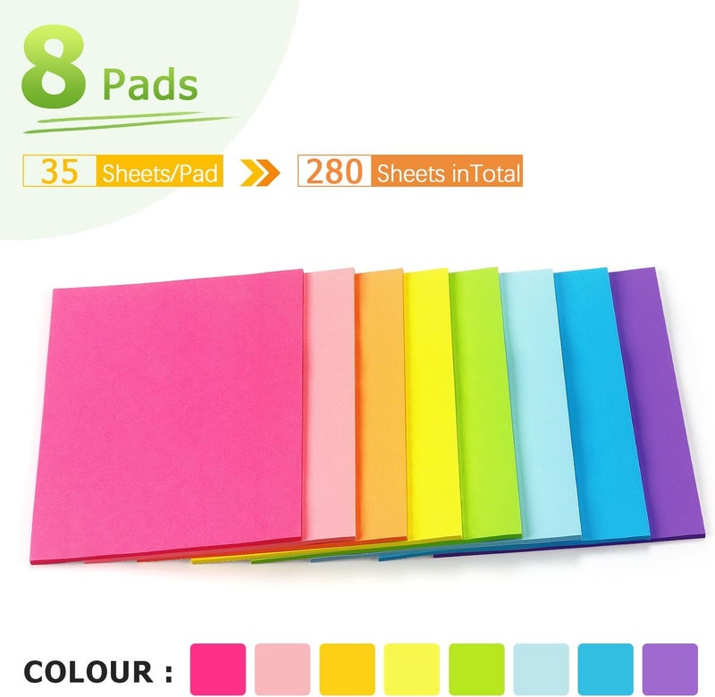 Winner Aura Sticky Notes 8x6 inch Bright Colors Self-Stick Pads 8 Pads/Pack 35 Sheets/Pad Total 280 Sheets - Image 3