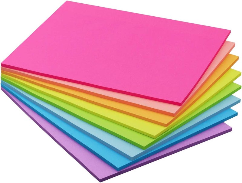 Winner Aura Sticky Notes 8x6 inch Bright Colors Self-Stick Pads 8 Pads/Pack 35 Sheets/Pad Total 280 Sheets - Image 1