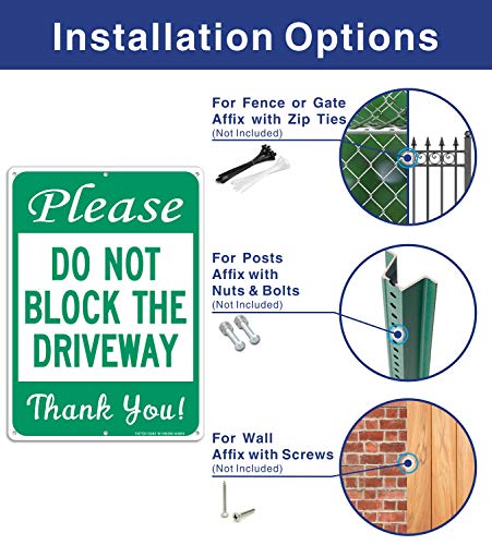 Faittoo Please Do Not Block The Driveway Thank You Sign, No Parking Sign, 14 x10 Inches .40 Rust Free Aluminum, UV Protected, Durable Ink, Weatherproof, Weather Resistant, Easy To Mount, Indoor & Outdoor Use - Image 3