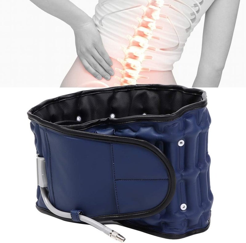 ويوبلز حزام تخفيف الضغط للظهر، حزام تخفيف الضغط القطني القابل للنفخ، دعامة تقويمية للظهر والفقرات القطنية، حزام جر (أزرق) - Image 1