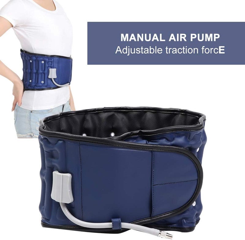 ويوبلز حزام تخفيف الضغط للظهر، حزام تخفيف الضغط القطني القابل للنفخ، دعامة تقويمية للظهر والفقرات القطنية، حزام جر (أزرق) - Image 3