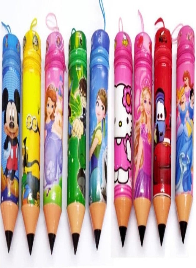 Pack of 6 Pencil-Shaped Pouches - Assorted Stationery Organizer for Kids, School Supplies, Birthday Return Gifts & Party Favors - Fun Pencil Cases for Boys & Girls