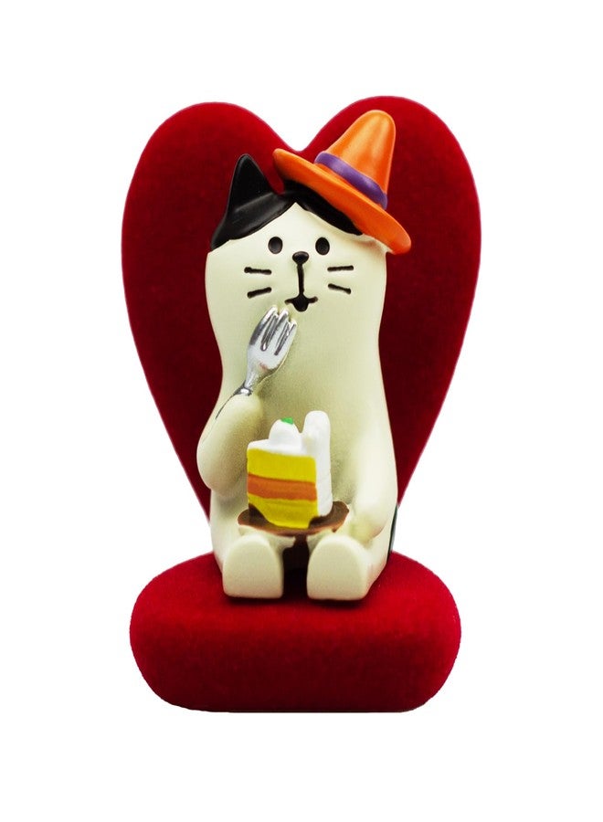 RAQWI Cute Mini Cat Eating Cake Figurine Resin Cat for Office, Home Decoration Perfect Cute Cat Gift for Cat Lovers - Heart-Shaped Sofa - Image 1