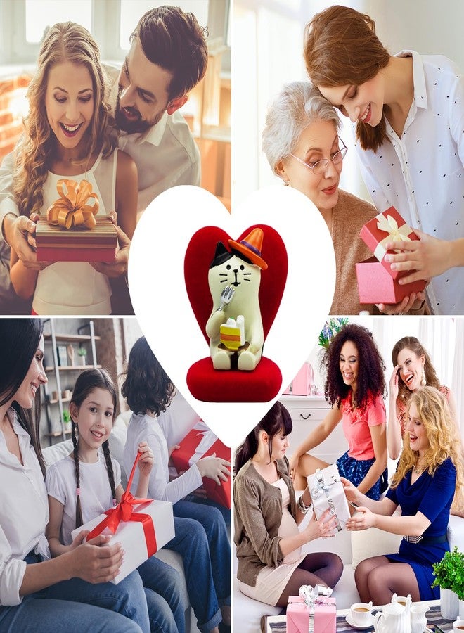 RAQWI Cute Mini Cat Eating Cake Figurine Resin Cat for Office, Home Decoration Perfect Cute Cat Gift for Cat Lovers - Heart-Shaped Sofa - Image 5