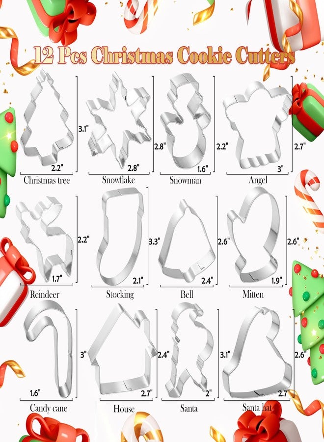 LifeisLuck Christmas Cookie Cutter Set - Snowman, Snowflake, Christmas Tree, Gingerbread Man, House, Candy Cane, Angel, Stocking, Bell, Christmas Fondant Biscuit Cutter for Holiday Winter Baking - Image 3