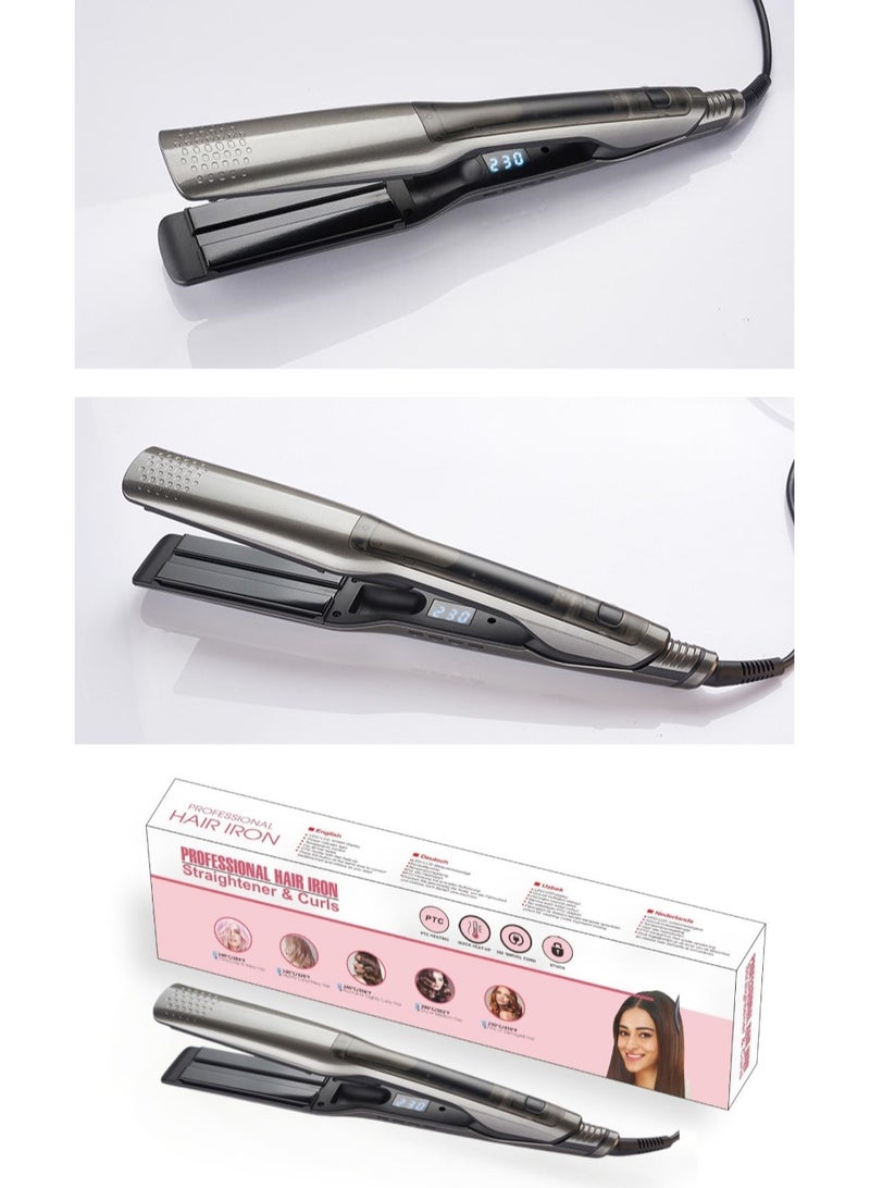 Electric Steam Hair Straightener, Spray, Straightening and Curling Dual-purpose Without Damaging Hairpin, LCD Display, Detachable Water Tank, Auto Shut-off After 1 Hour - Image 5