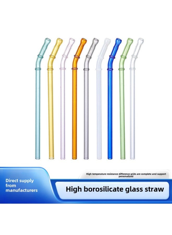 Eco-friendly Glass Straw Mouth Type Double Section Bendable Heat Resistant Colorful Lip Protection Juice Drink Glass Straws-Color:Grey - Image 2