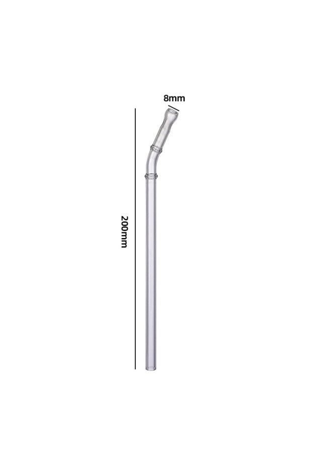 Eco-friendly Glass Straw Mouth Type Double Section Bendable Heat Resistant Colorful Lip Protection Juice Drink Glass Straws-Color:Grey - Image 1