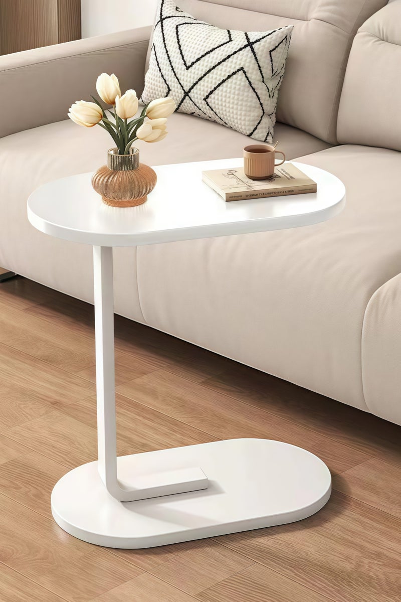 Lesha C Shaped End Table, Side Table for Couch and Bed, Small Side Table, TV Tray Table for Small Spaces, Living Room, Bedroom, Rustic Snack Table - Image 1