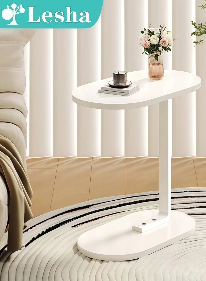 Lesha C Shaped End Table, Side Table for Couch and Bed, Small Side Table, TV Tray Table for Small Spaces, Living Room, Bedroom, Rustic Snack Table - Image 5