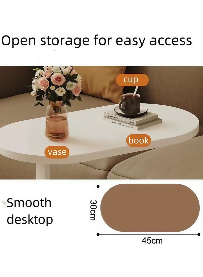 Lesha C Shaped End Table, Side Table for Couch and Bed, Small Side Table, TV Tray Table for Small Spaces, Living Room, Bedroom, Rustic Snack Table - Image 3