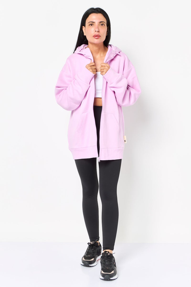Adidas هودي خارجي طويل الأكمام للنساء، رياضي، وردي - Image 3