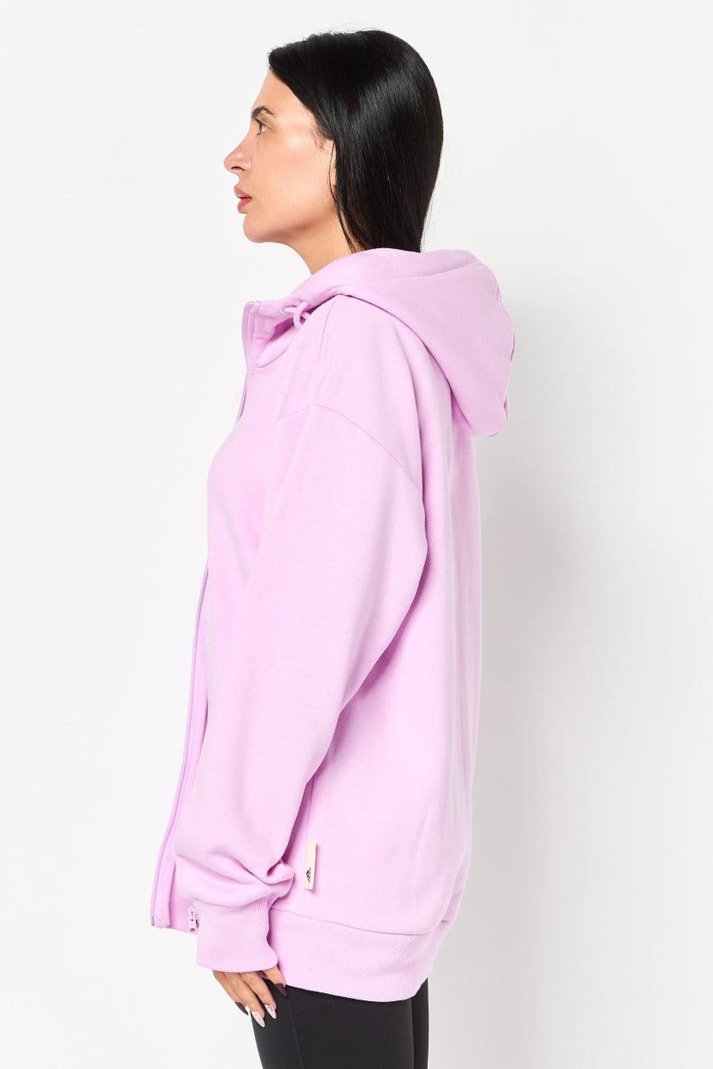 Adidas هودي خارجي طويل الأكمام للنساء، رياضي، وردي - Image 4