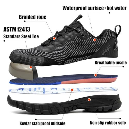 Ulogu Waterproof Steel Toe Shoes Men Lightweight Composite Indestructible Boots Safety Alloy Slip Resistant Tennis zapatos de trabajo para hombres botas seguridad acero Roofing Construction Work Sneakers - Image 3