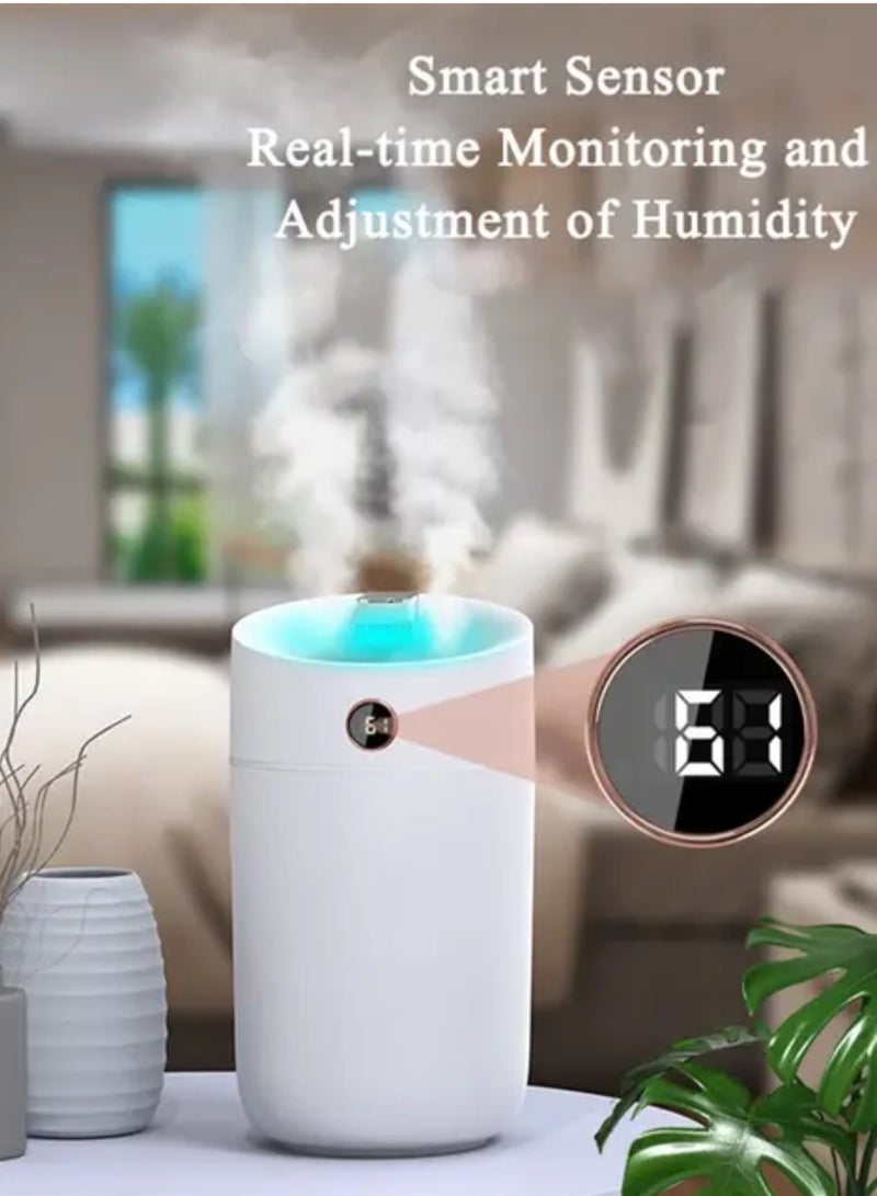 3L Large Capacity Air Humidifier with Real-time Humidity Monitoring Spray Together 7 Colors and 2 Mist Outlets 24-48 Hours Continuous Work for Home Yoga Office  - Image 4