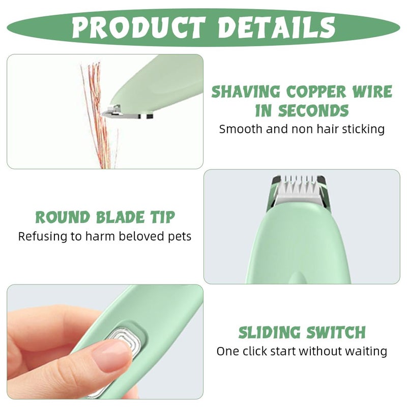 Qpets® ® Low Noise Pet Grooming Trimmer, Dog Paws Hair Trimmer with Sanitary Attachment, Includes Cleaning Brush & Oil for Small Sensitive Areas - USB Rechargeable - Image 4
