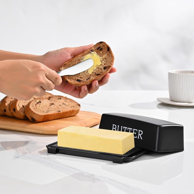 HZYH طبق زبدة كبير خالٍ من مادة BPA من HZYH مع غطاء وموزع من الفولاذ المقاوم للصدأ – آمن للاستخدام في غسالة الأطباق، حافظ زبدة للطاولة - Image 4
