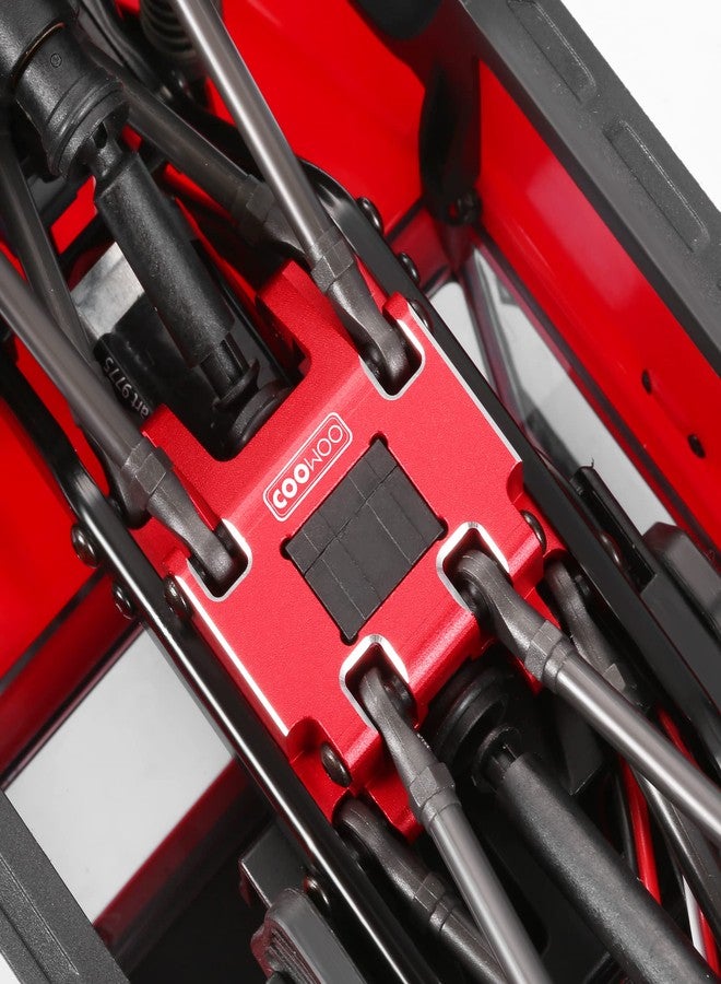 COOWOO RC Transmission Mount, Skid Plate Transmission Mount Upgrade Part for 1/18 TRX-4M RC Crawler Cars, Enhanced Durability and Stability, Made of Aluminum Alloy, Red - Image 4