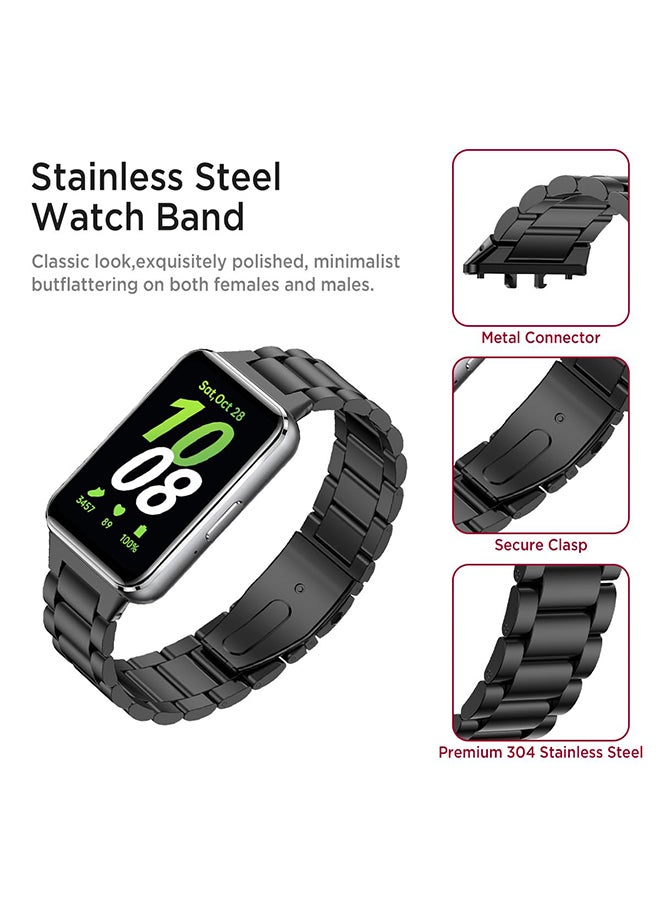 O Ozone Metal Watch Strap For Samsung Galaxy Fit 3, Adjustable Replacement Band Stainless Steel Strap Bracelet for Men Women- Silver - Image 3