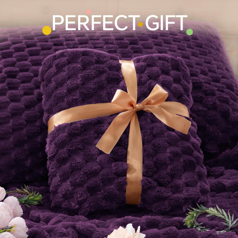 BEDELITE Fluffy Queen Comforter Set - Purple Fleece Soft Comforter for Queen Size Bed, Luxury Warm Bedding Set for Winter, Fuzzy Bed Set 3 Pieces (1 Comforter, 2 Pillowcases) - Image 5