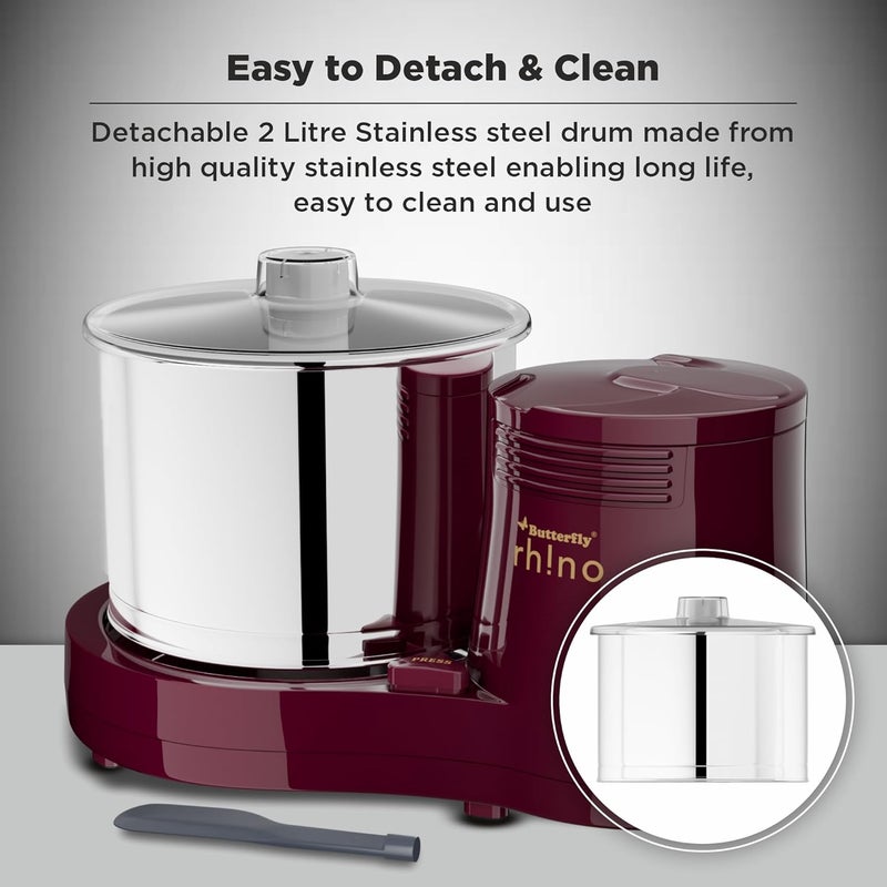 BUTTERFLY Rhino 2-Litre Table Top Wet Grinder (Grey) - Image 5