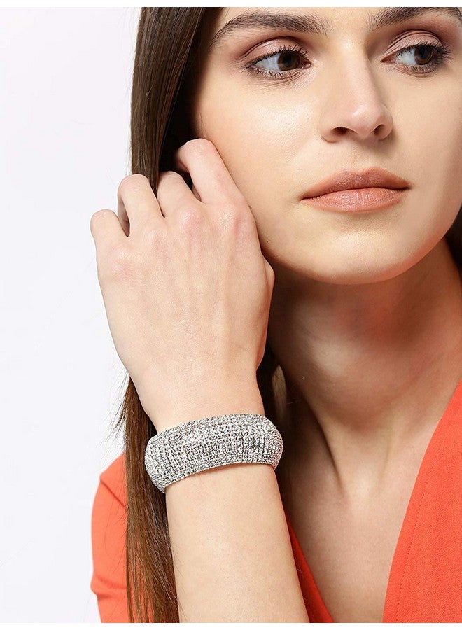 YouBella Jewellery Silver Plated Stylish Latest Crystal Bracelet Bangle Jewellery for Girls and Women - Image 3