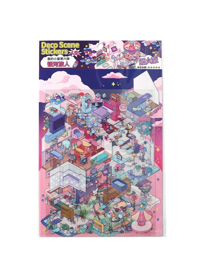  أورا سيليكت مجموعة ملصقات مشاهد غامرة بتقنية البعدين والنصف للأطفال: ملصقات شفافة قابلة لإعادة الاستخدام + لوحات خلفية ثلاثية الأبعاد | أفكار إبداعية، تدريب على التركيز وتخفيف التوتر | هدية تعليمية بدون شاشات (موضوع واحد مع ملقط) - Image 1