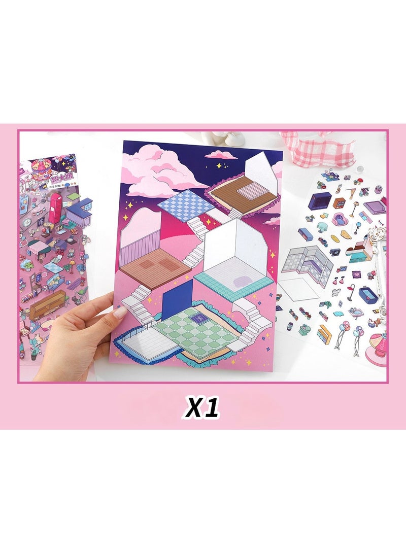  أورا سيليكت مجموعة ملصقات مشاهد غامرة بتقنية البعدين والنصف للأطفال: ملصقات شفافة قابلة لإعادة الاستخدام + لوحات خلفية ثلاثية الأبعاد | أفكار إبداعية، تدريب على التركيز وتخفيف التوتر | هدية تعليمية بدون شاشات (موضوع واحد مع ملقط) - Image 3