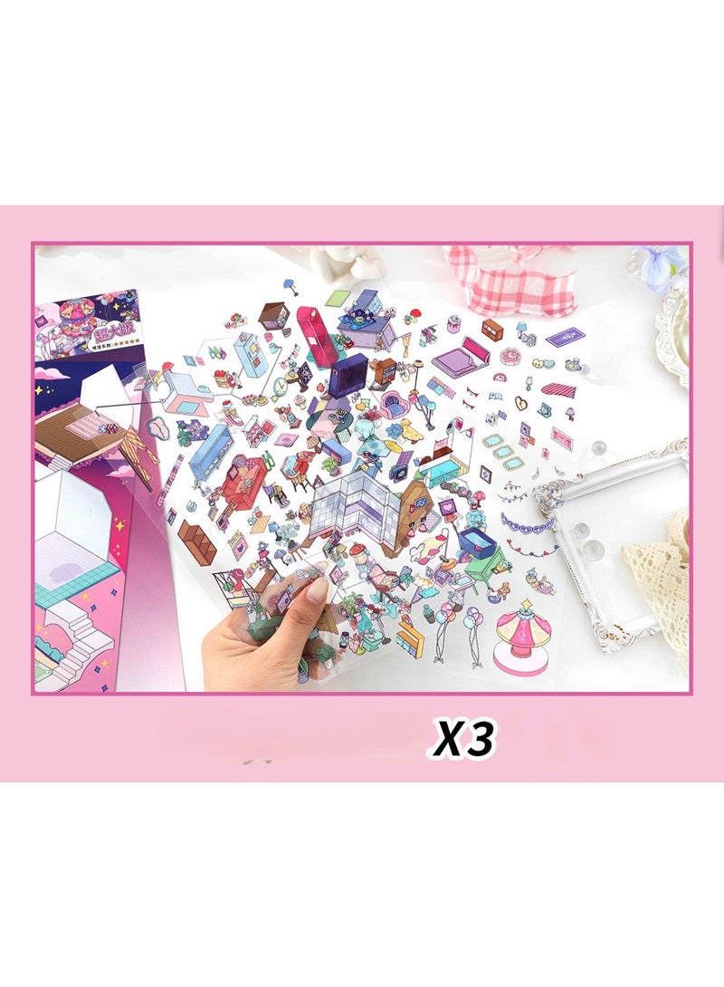  أورا سيليكت مجموعة ملصقات مشاهد غامرة بتقنية البعدين والنصف للأطفال: ملصقات شفافة قابلة لإعادة الاستخدام + لوحات خلفية ثلاثية الأبعاد | أفكار إبداعية، تدريب على التركيز وتخفيف التوتر | هدية تعليمية بدون شاشات (موضوع واحد مع ملقط) - Image 4