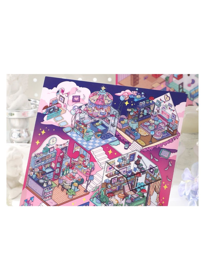  أورا سيليكت مجموعة ملصقات مشاهد غامرة بتقنية البعدين والنصف للأطفال: ملصقات شفافة قابلة لإعادة الاستخدام + لوحات خلفية ثلاثية الأبعاد | أفكار إبداعية، تدريب على التركيز وتخفيف التوتر | هدية تعليمية بدون شاشات (موضوع واحد مع ملقط) - Image 5