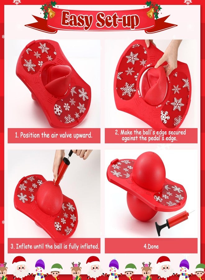 Simgoing Pogo Ball for Kids Ages 6+ Snowflake Red Bounce Balance Board up to 160 Lbs Coordination Trick Ball with Pump Pogo Jumper Toy for Birthday Party Favors - Image 3