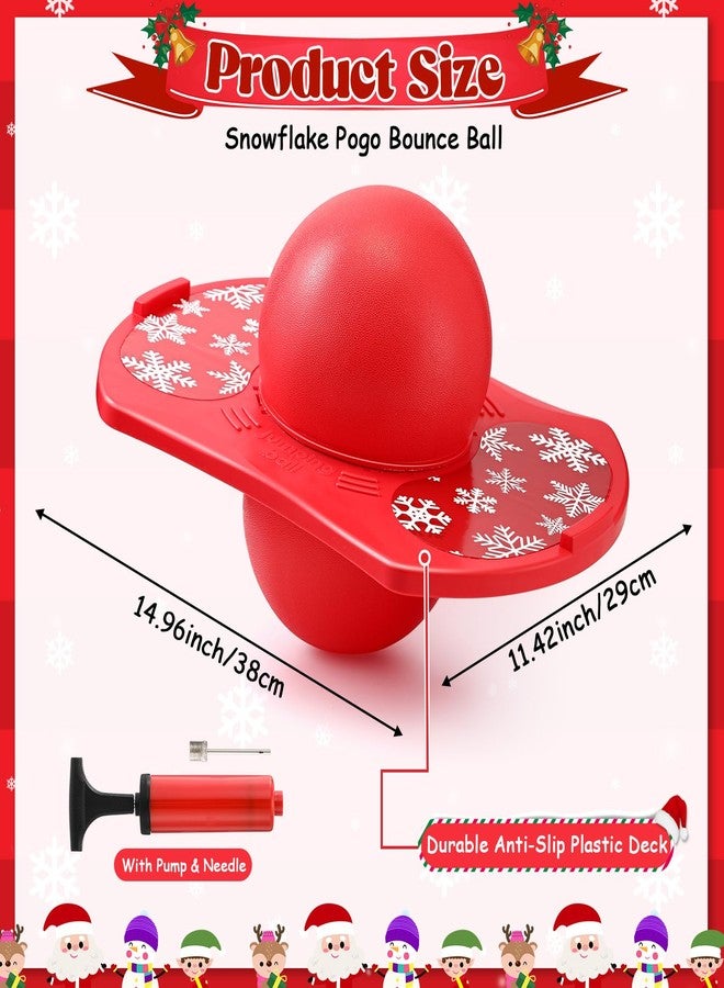 Simgoing Pogo Ball for Kids Ages 6+ Snowflake Red Bounce Balance Board up to 160 Lbs Coordination Trick Ball with Pump Pogo Jumper Toy for Birthday Party Favors - Image 2