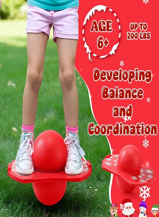 Simgoing Pogo Ball for Kids Ages 6+ Snowflake Red Bounce Balance Board up to 160 Lbs Coordination Trick Ball with Pump Pogo Jumper Toy for Birthday Party Favors - Image 4