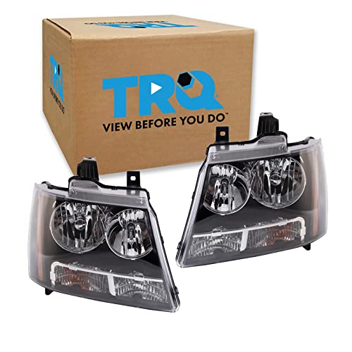 TRQ Headlight Assembly Set Headlights Driver & Passenger Side Halogen Compatible with 2007-2013 Chevrolet Avalanche 2007-2014 Suburban 1500 Suburban 2500 Tahoe GM2502263 GM2503263 GM2503264 - Image 2