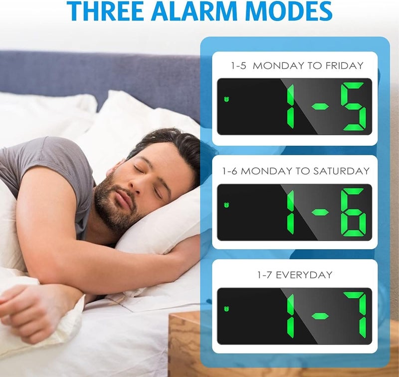 AMIR Alarm Clock, LED Clock for Bedroom, Electronic Desktop Clock with Temperature Display, Adjustable Brightness, 12/24H Display for Home (Plug Not Included) - Image 5