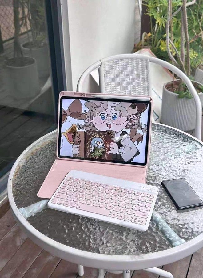 AnMengXinLing جراب لوحة مفاتيح AnMengXinLing لجهاز iPad الجيل الحادي عشر مقاس 11 بوصة (A16) 2025، وجهاز iPad الجيل العاشر مقاس 10.9 بوصة 2022، غطاء لوحة مفاتيح دائري لاسلكي قابل للفصل بتصميم أنيق، لون وردي - Image 3