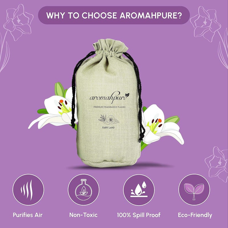 aromahpure رقائق عطرية منزلية فاخرة من أرومابور مع فحم مفعل لتنقية الهواء مع عطور منعشة أرض الجنيات شاي أبيض مسك 100 جرام معطر هواء منزلي للاستخدام في المنزل والمطبخ وخزانة الملابس - Image 3