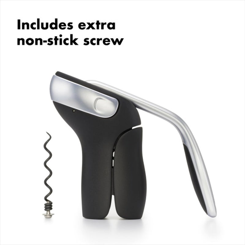 OXO Steel Vertical Lever Corkscrew with Removable Foil Cutter - Image 3